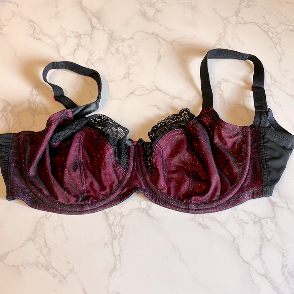 Panache Cleo 38E unlined underwire bra hot pink/black